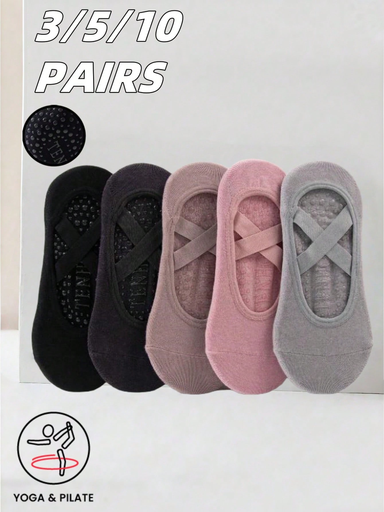 Pilates Yoga &A - Anti-slip silicone sole yoga socks with